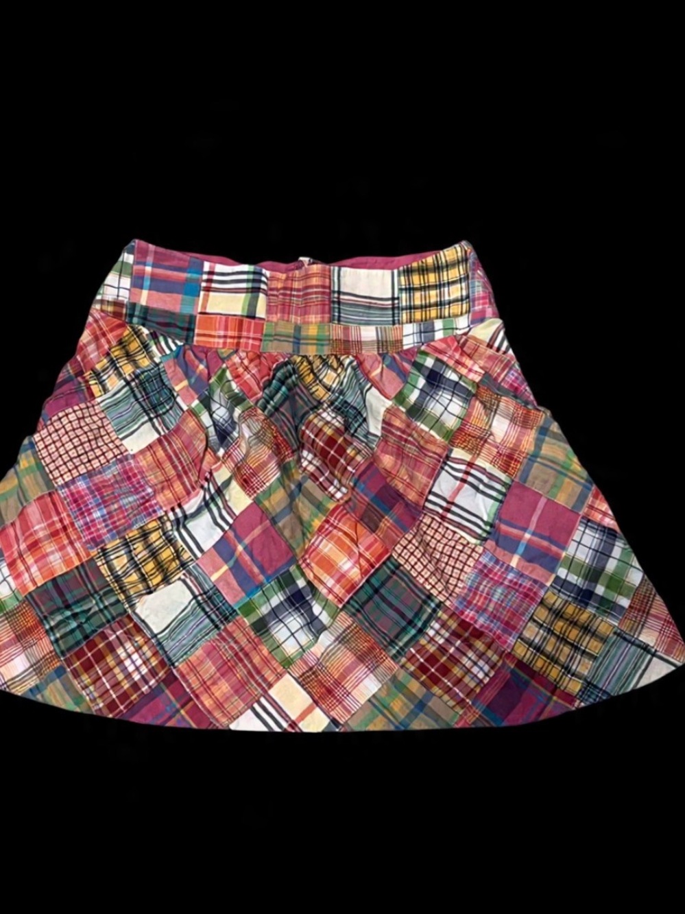 Y2K VTG CAbi Patchwork Skirt, Madris Pink Plaid Patch Mini Skirt pockets size 2 - Picture 3 of 12